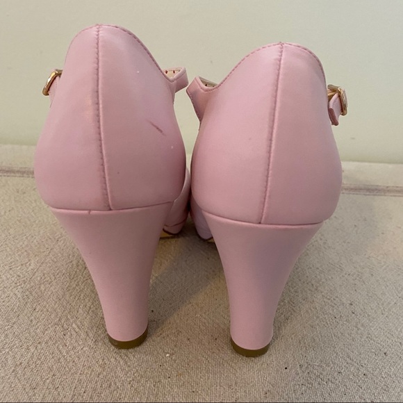 ModCloth Pink T-Strap Platform Rockabilly Heels - Picture 7 of 16